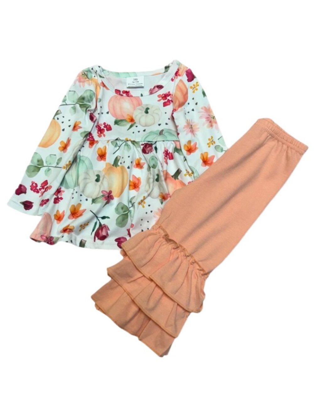 Toddler Girls pumpkin tunic ruffle pants set fall outfit new without tags